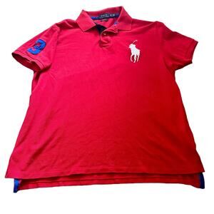 Polo Ralph Lauren Big Pony Polo Shirt Men’s XL Red Custom Fit Blue #3